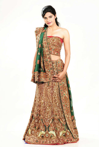 Georggette Satin Green Maroon Lehenga Choli - RAJSHRIFASHIONS
