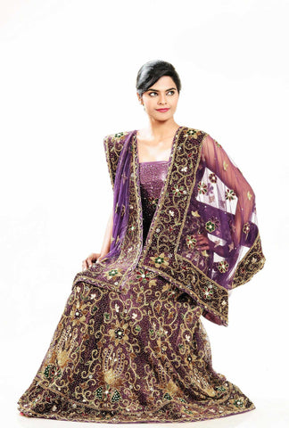 Deep Purple Viscose Lehenga Choli with Dupatta - RAJSHRIFASHIONS