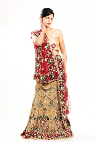 Lovely Cream Diamond Work Fish Cut Lehenga Choli