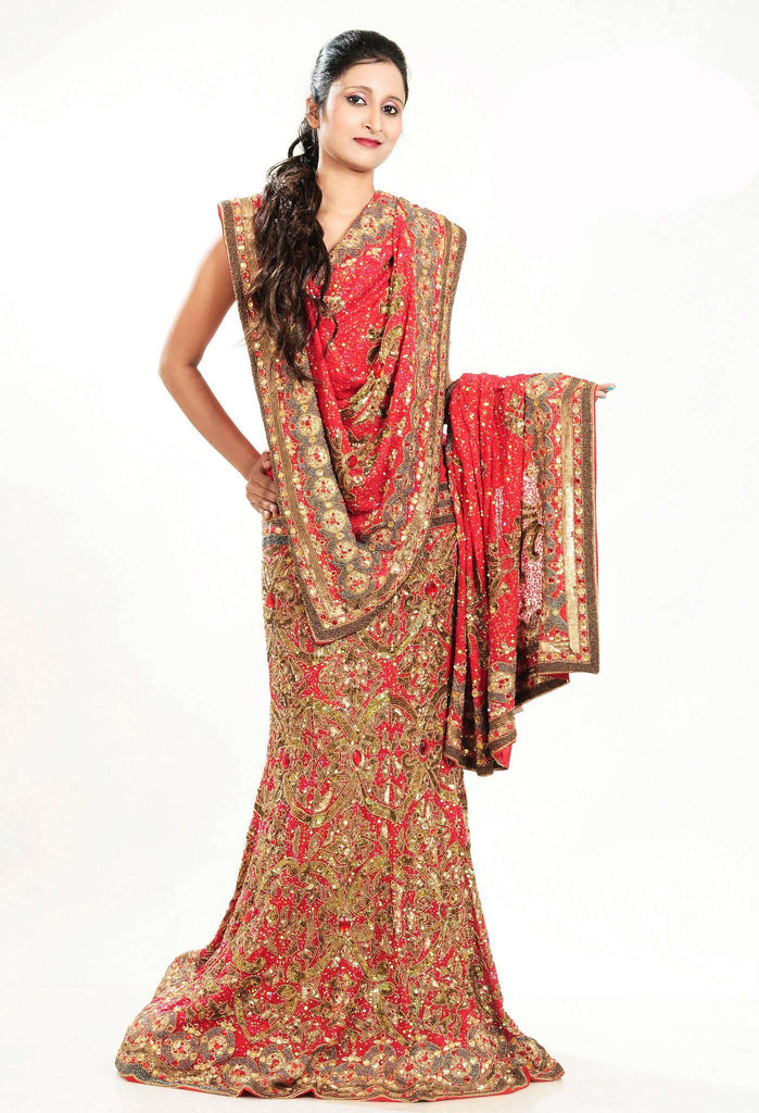 Red Georgette Bridal Lehenga Choli with Dupatta