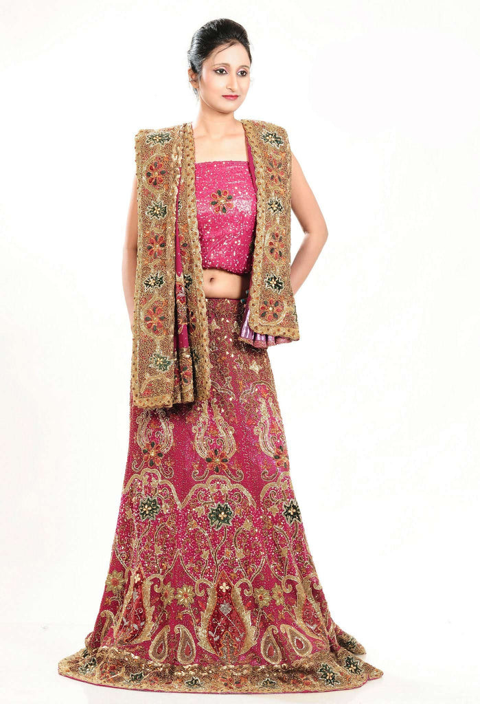 Pink Georgette Bridal Lehenga Choli with duppatta