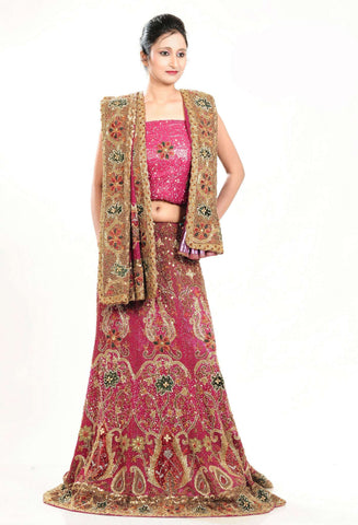 Pink Georgette Bridal Lehenga Choli with duppatta