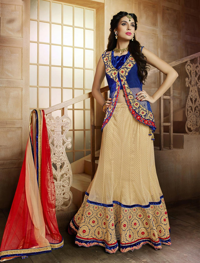 Designer Lehenga Choli with Fancy velvet jecket