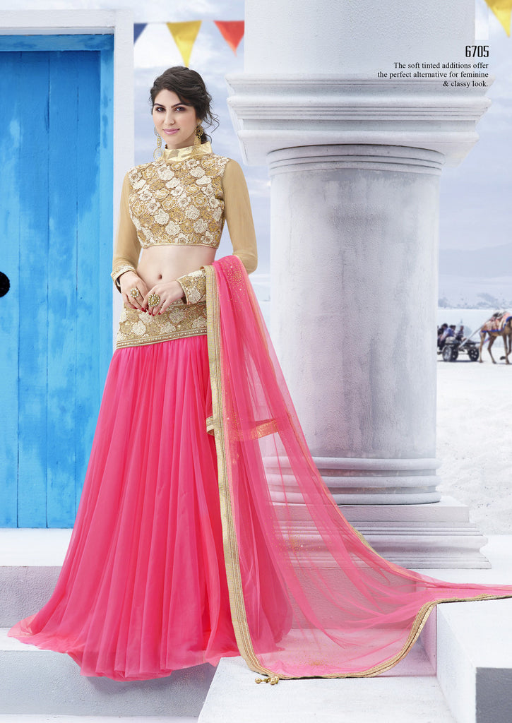 Deep Pink Imported Net Latest Designer Lehenga Choli