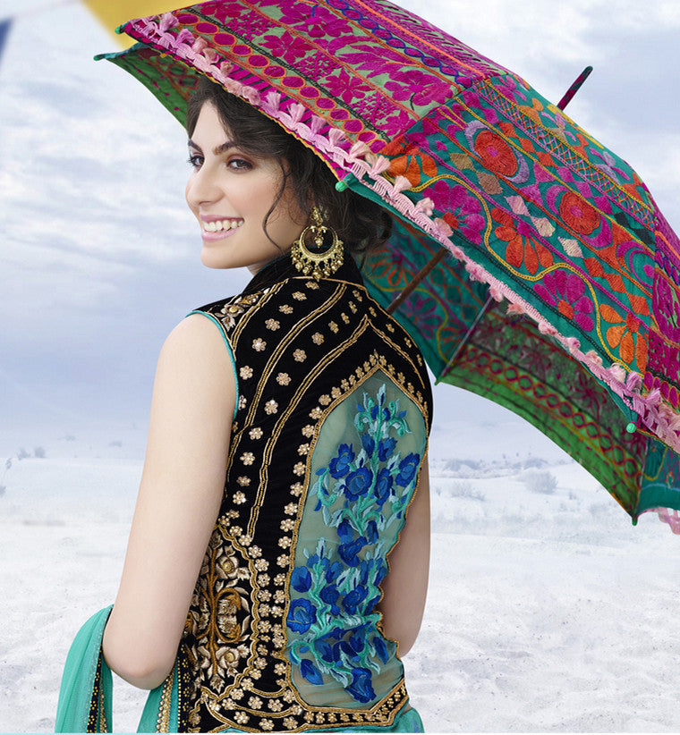 Trendy Sea Green Net Designer Lehenga Choli