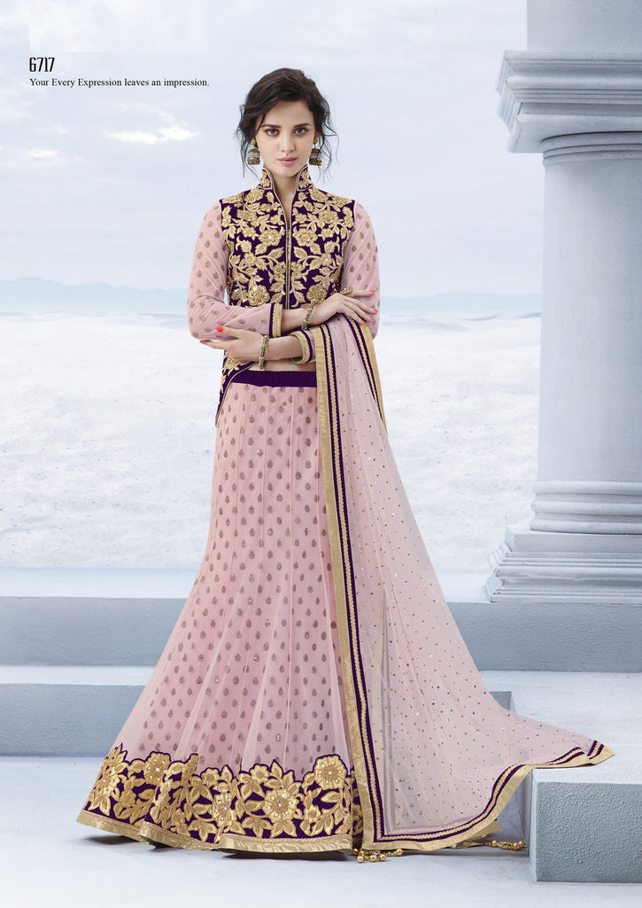 Classy Pink Net Designer Lehenga Choli