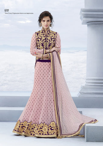 Classy Pink Net Designer Lehenga Choli