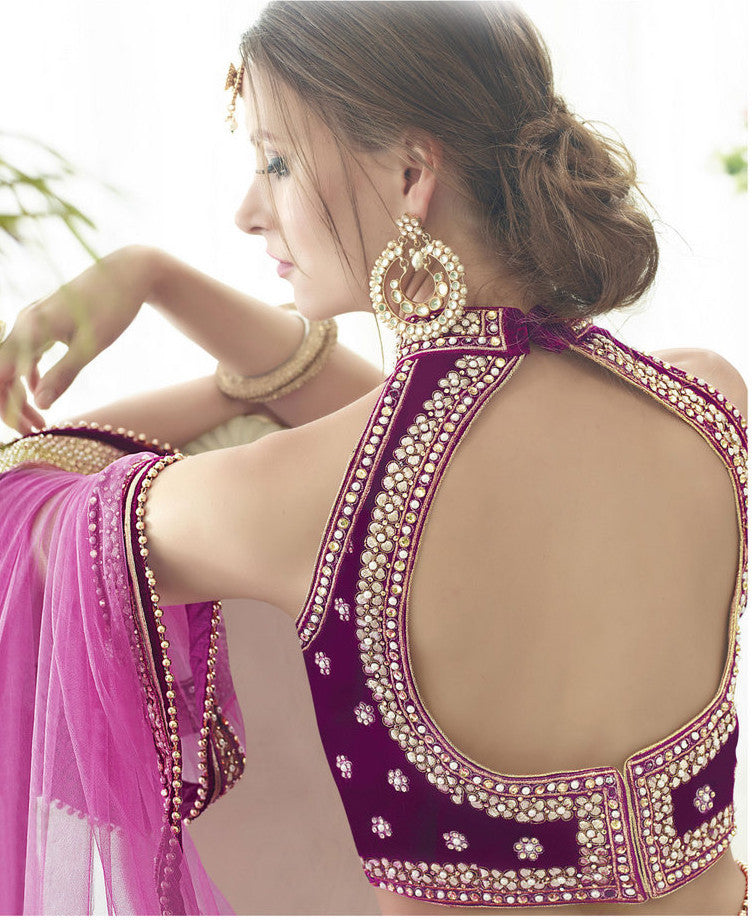 Classy Pink With Chiku Net Embroidery Lehenga Choli