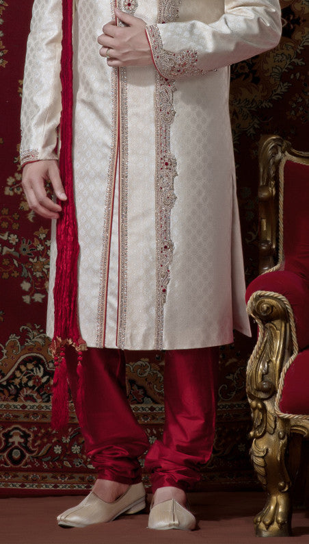 Cream Brocade Sherwani