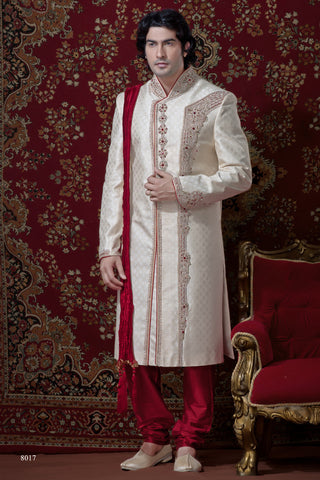 Cream Brocade Sherwani