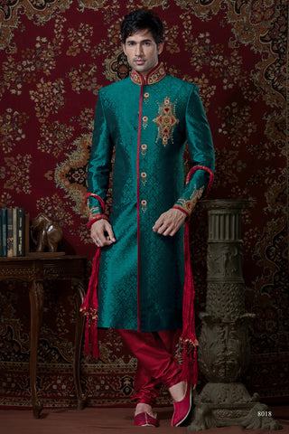 Green Brocade Sherwani
