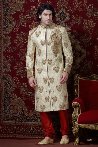 Lemon Pure Banarasi Silk Sherwani