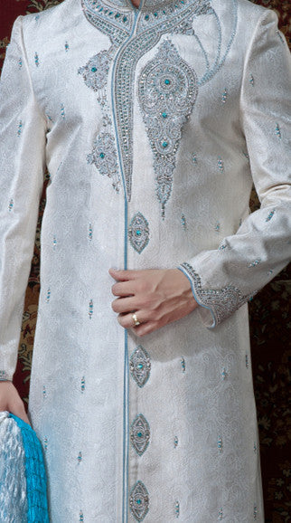 Off White Brocade Sherwani