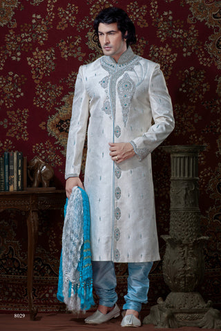 Off White Brocade Sherwani