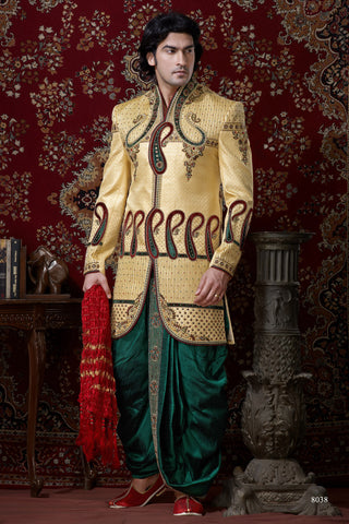 Gold Pure Banarasi Silk Dhoti Indowestern