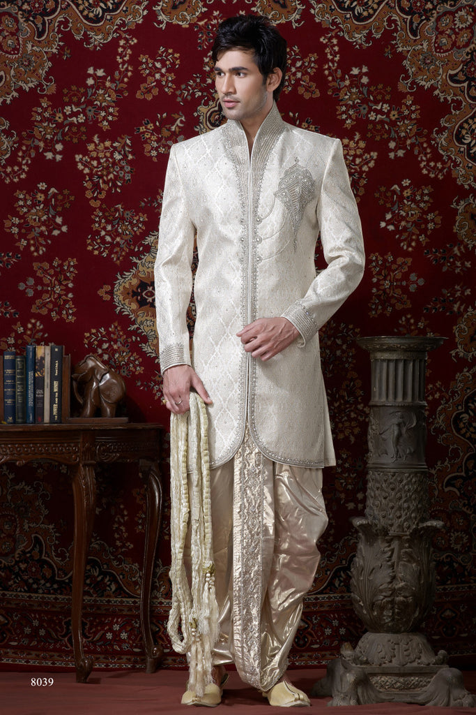 White Banarasi Giccha Dhoti Indowestern