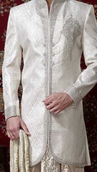 White Banarasi Giccha Dhoti Indowestern