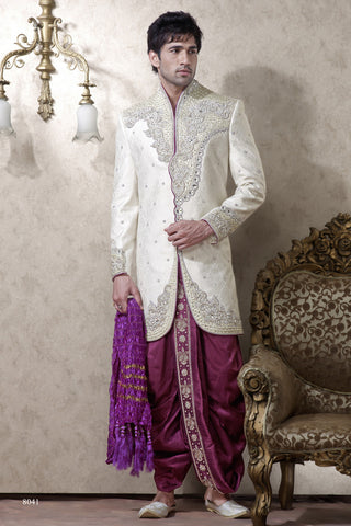 Off White Banarasi Giccha Dhoti Indowestern