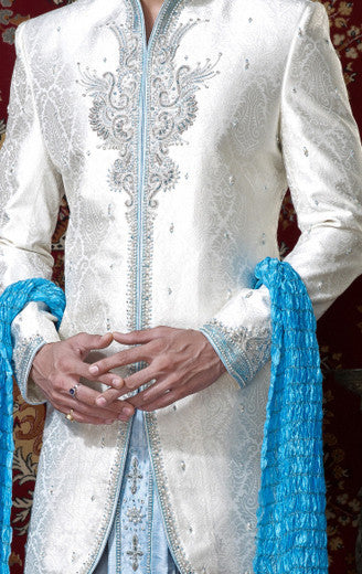 Off White Brocade Dhoti Indowestern