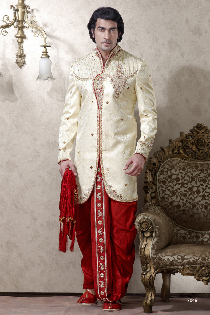 Cream Banarasi Fabric Indowestern