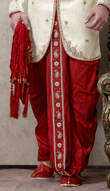 Cream Banarasi Fabric Indowestern