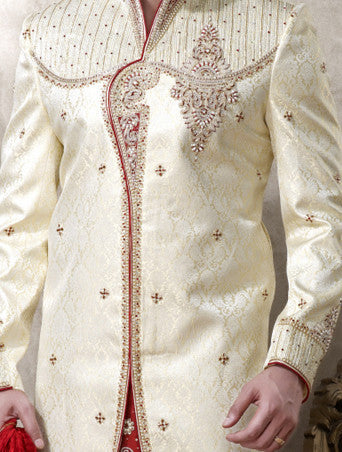 Cream Banarasi Fabric Indowestern