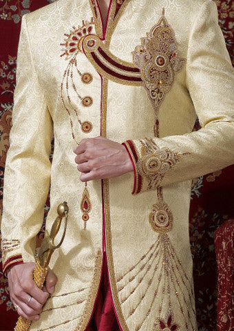 Gold Banarasi Giccha Indowestern Sherwani