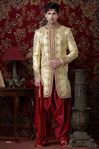 Gold Banarasi Fabric Indowestern Sherwani