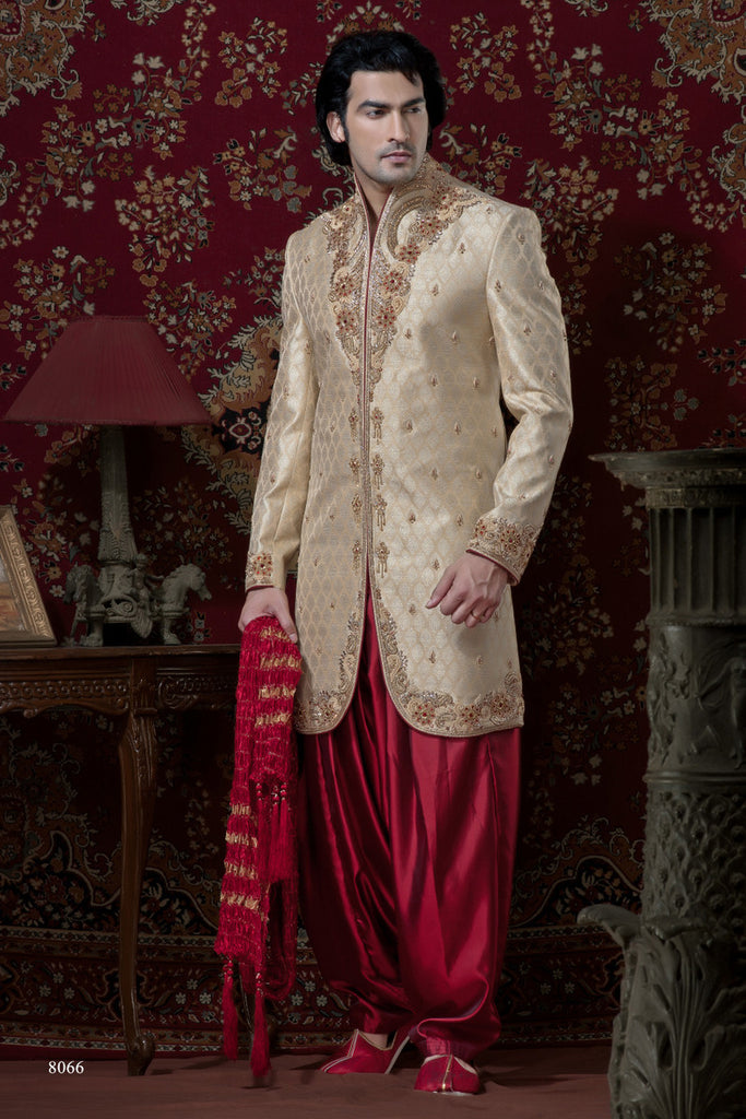 Gold Banarasi Silk Indowestern Sherwani