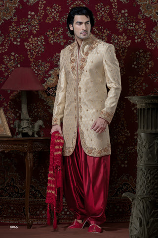 Gold Banarasi Silk Indowestern Sherwani
