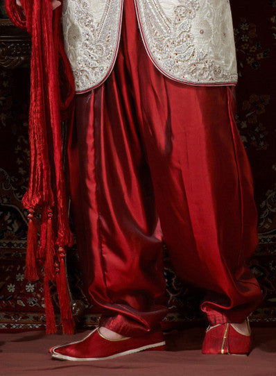 Cream Banarasi Giccha Indowestern Sherwani Sith Stone Work