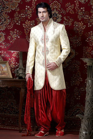 Cream Brocade Indowestern Sherwani