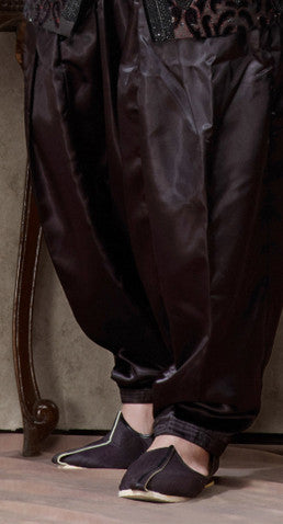 Black Maroon Pure Banarasi Silk Indowestern Sherwani