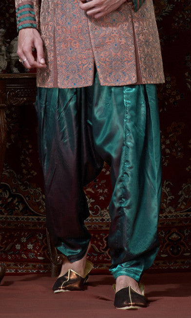 Peach Pure Banarasi Silk Indowestern