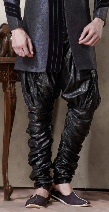 Black With Purple Pure Banarasi Silk Indowestern