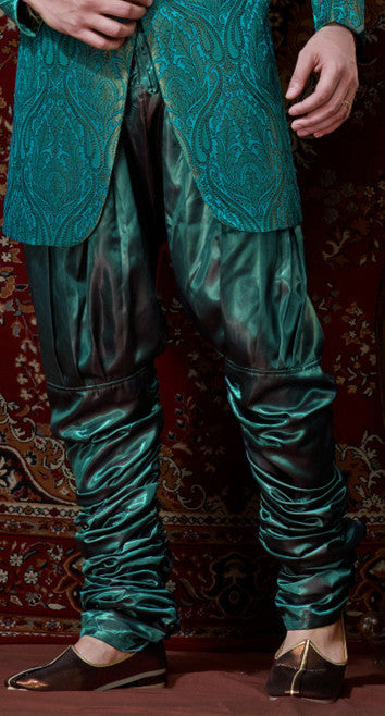 Green Pure Banarasi Silk Indowestern