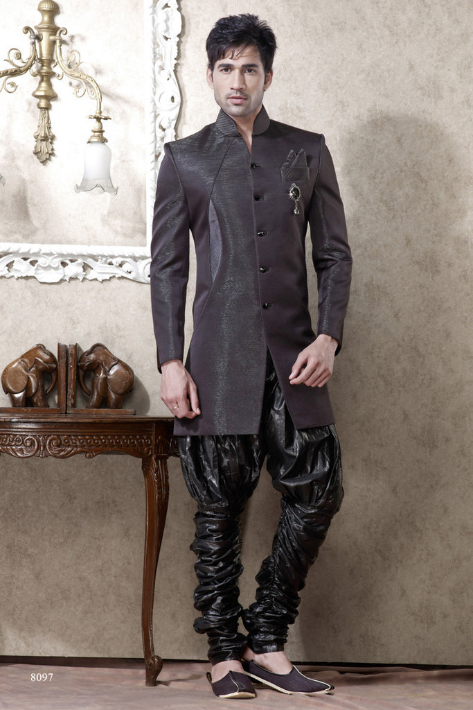 Black Pure Banarasi Silk Indowestern