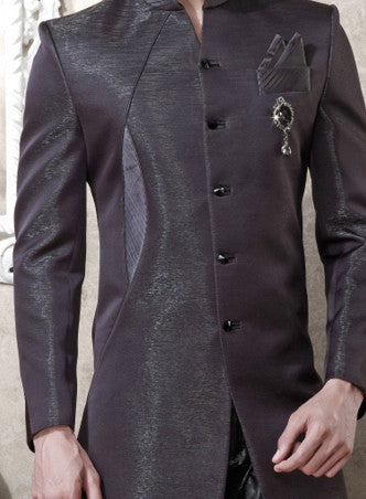 Black Pure Banarasi Silk Indowestern