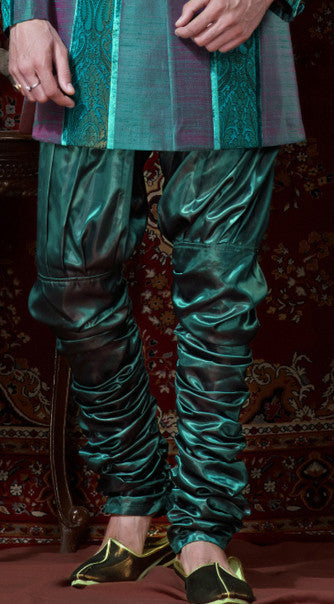 Green Pure Banarasi Silk Indowestern Stone Work Sherwani