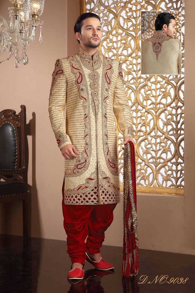 Gold  Tanchoi Jamewar  Stone Work Sherwani