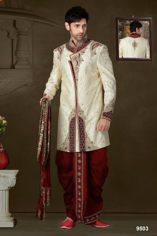 New Light Lemon Color Brocde Indowestern