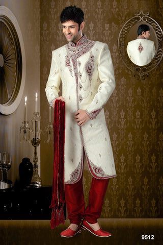 New Light Lemon Brocde Sherwani