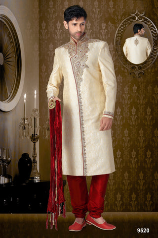 New Gold Brocade Resham Embroidery Sherwani