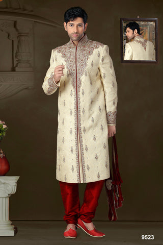 New Fone Banarasi Giccha Silk Stone Work Sherwani