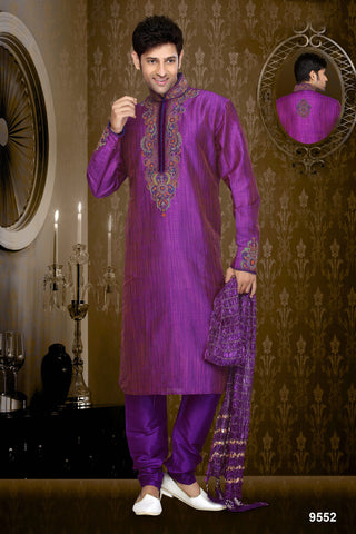 New Maroon Dupian Jaquard Silk Resham Embroidery Kurta