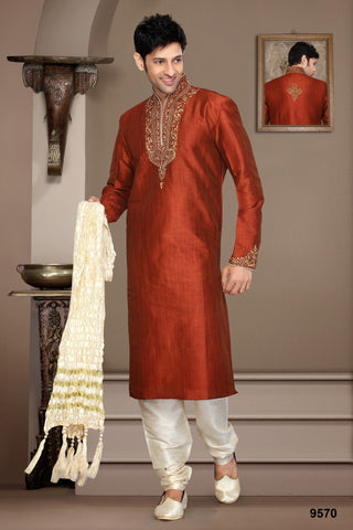 New Dupian Jaquard Silk Resham Embroidery Kurta