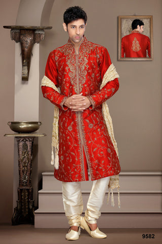 New Dupian Jaquard Silk Resham Embroidered Kurta
