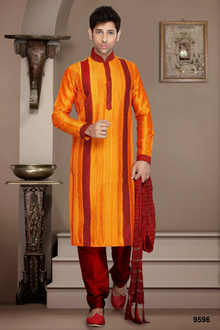 New Dark Gold Dupian Silk Kurta