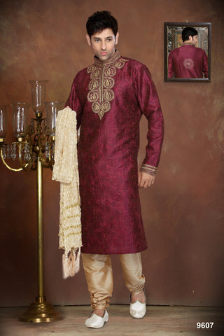 New Dupian Jaquard Silk Thread Embroidery Work Kurta