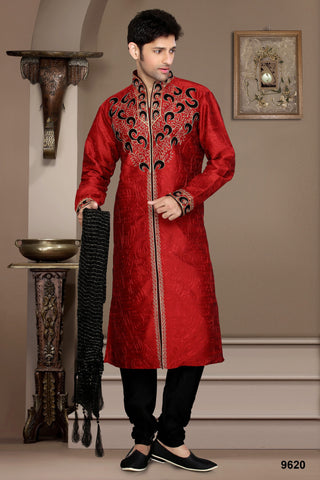 New Red Color Dupian Silk Kurta